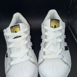 Size 13C (PS) - adidas Superstar Low White Black Stripes- C77394, Clean, No Box